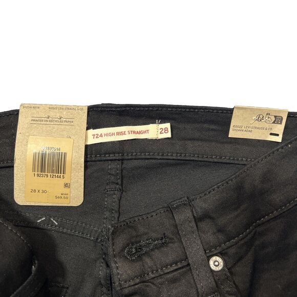 Levi’s 724 High Rise Straight Women’s Black Jeans Size 28x30 - Picture 7 of 8